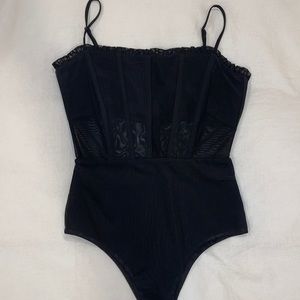 Princess Polly Black Mesh Corset Bodysuit